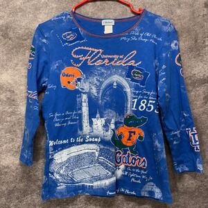 Y2K P Michael Florida Gators Top Womens M Rhinestone Football Stadium AOP